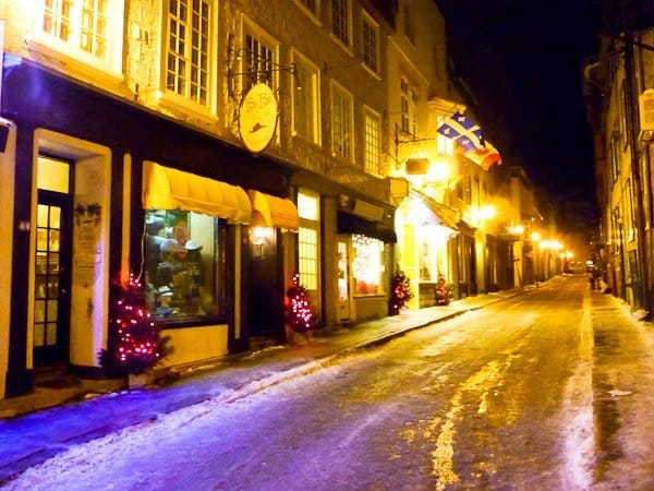 Festive Quebec City at night